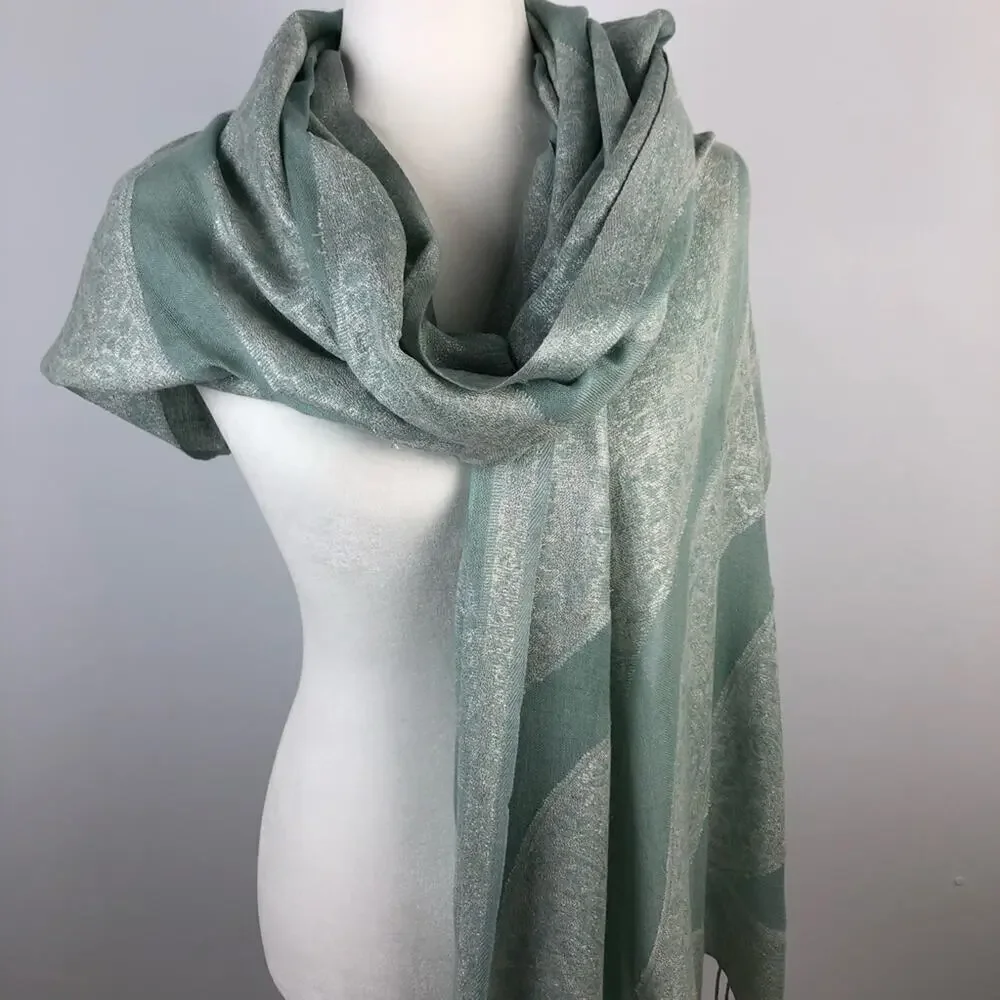 Bindya New York Shawl/Pashmina Mint Green viscose blend Scarf